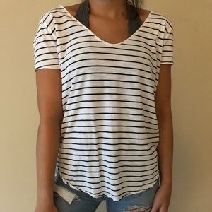 Abercrombie and Fitch striped v neck tee
